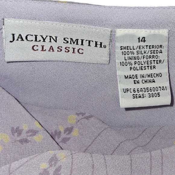 Vintage Size 14 Jaclyn Smith Y2K Fairy 100% Silk Lavender Midi Length Dress - Picture 6 of 6